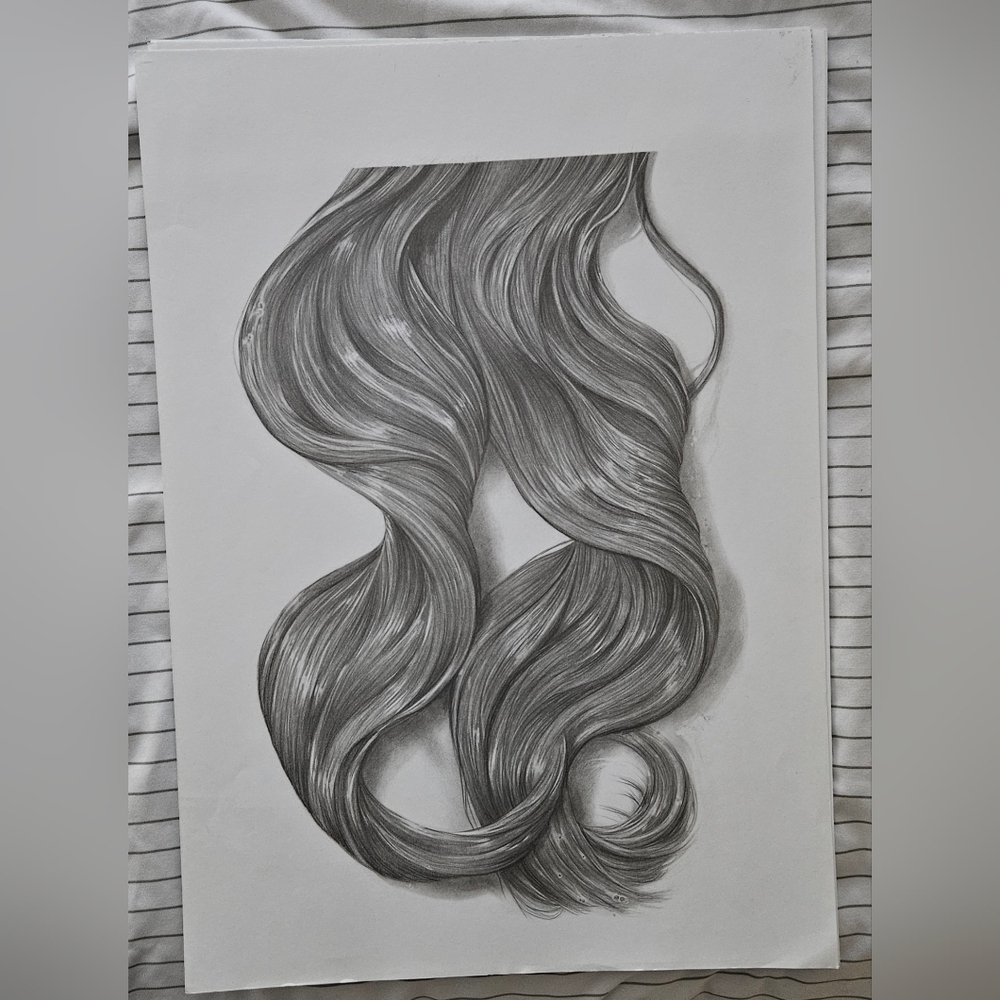 wet hair drawing decor picture